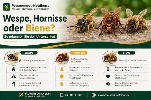 Wespe, Hornisse oder Biene erkennen und unterscheiden
