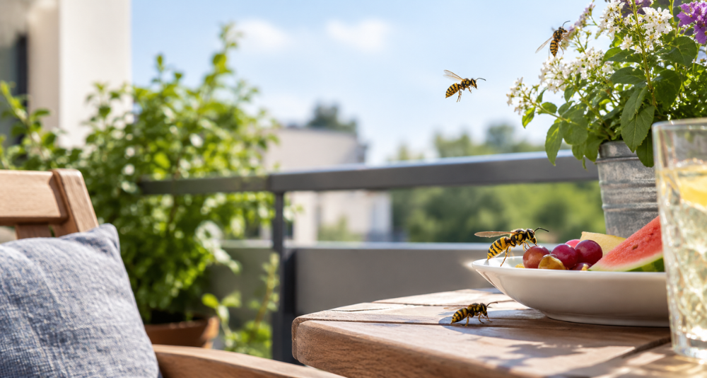 Wespen auf dem Balkon