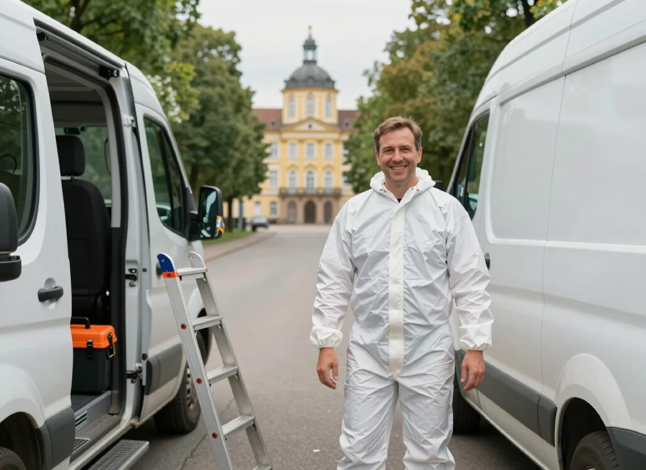 Wespennest entfernen in Karlsruhe – Techniker vor dem Schloss Karlsruhe