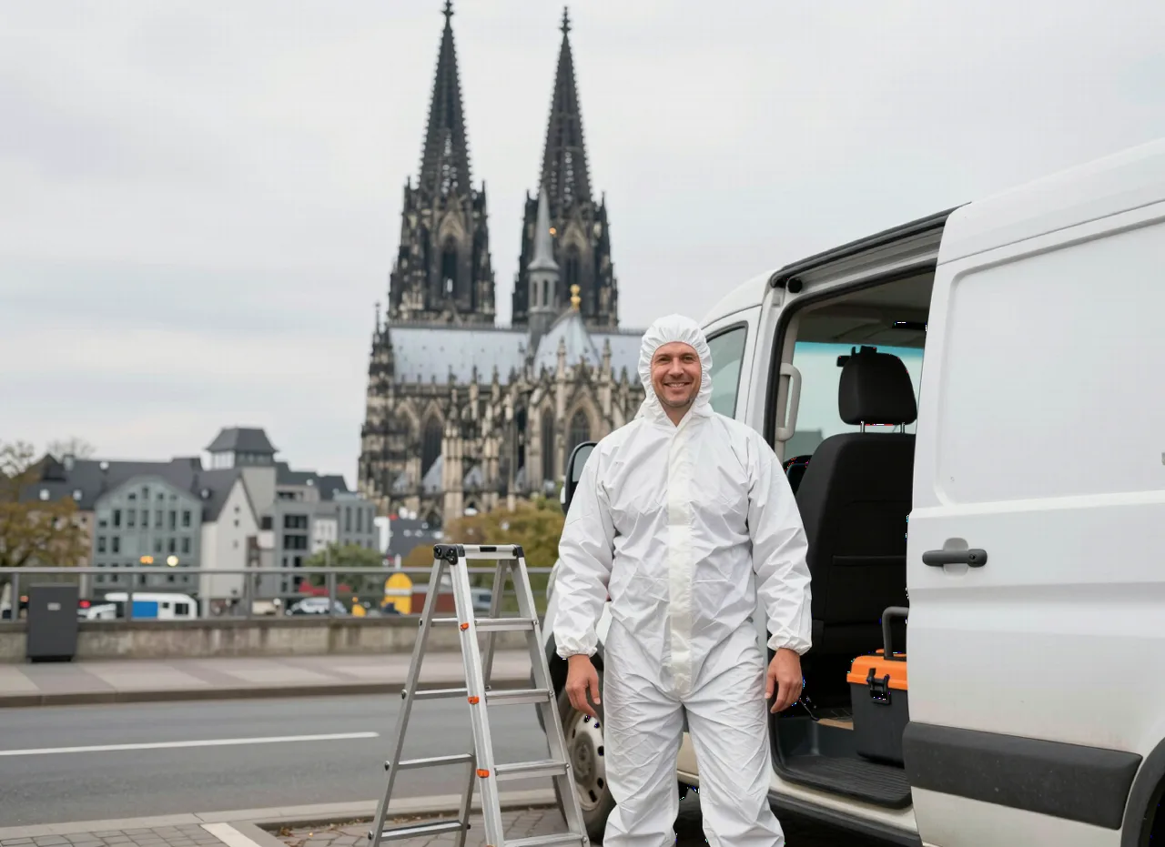 Wespennest entfernen in Köln – Techniker vor dem Kölner Dom