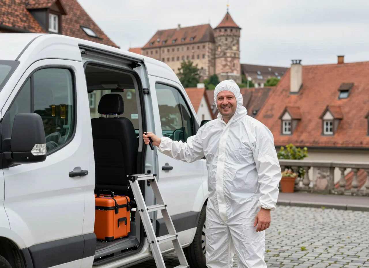 Wespennest entfernen in Nürnberg – Techniker vor der Kaiserburg