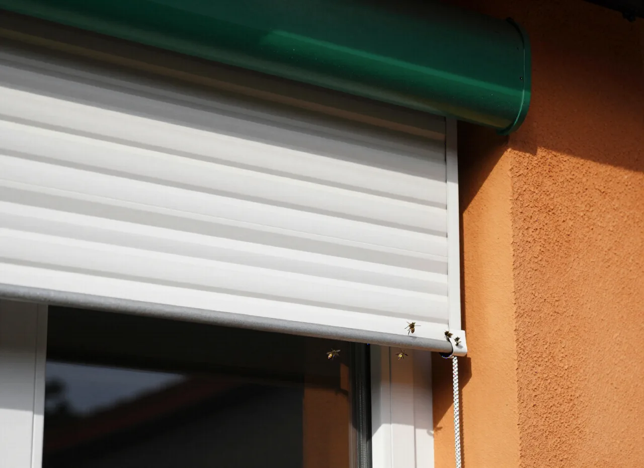 Wespennest im Rollladenkasten über dem Fenster