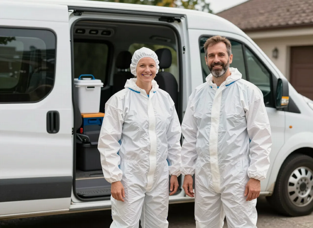 Team des Wespennest-Notdienstes vor dem Einsatzfahrzeug
